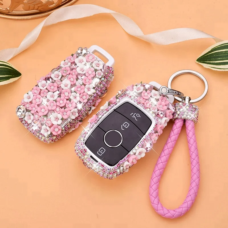 Women Ceramic carving PC Car Key Holder For New E Klasse W213 S213 GLE Cover with strap