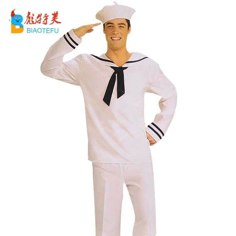 
hot sale carnival party adult men white sailor cosplay costumes uniform in stock 