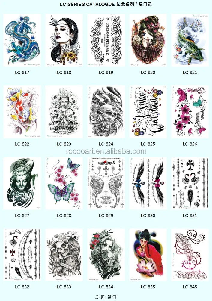 LC-815/Long lasting tattoo stock designs fake waterproof temporary body tattoos sticker large dragon tattoo blue