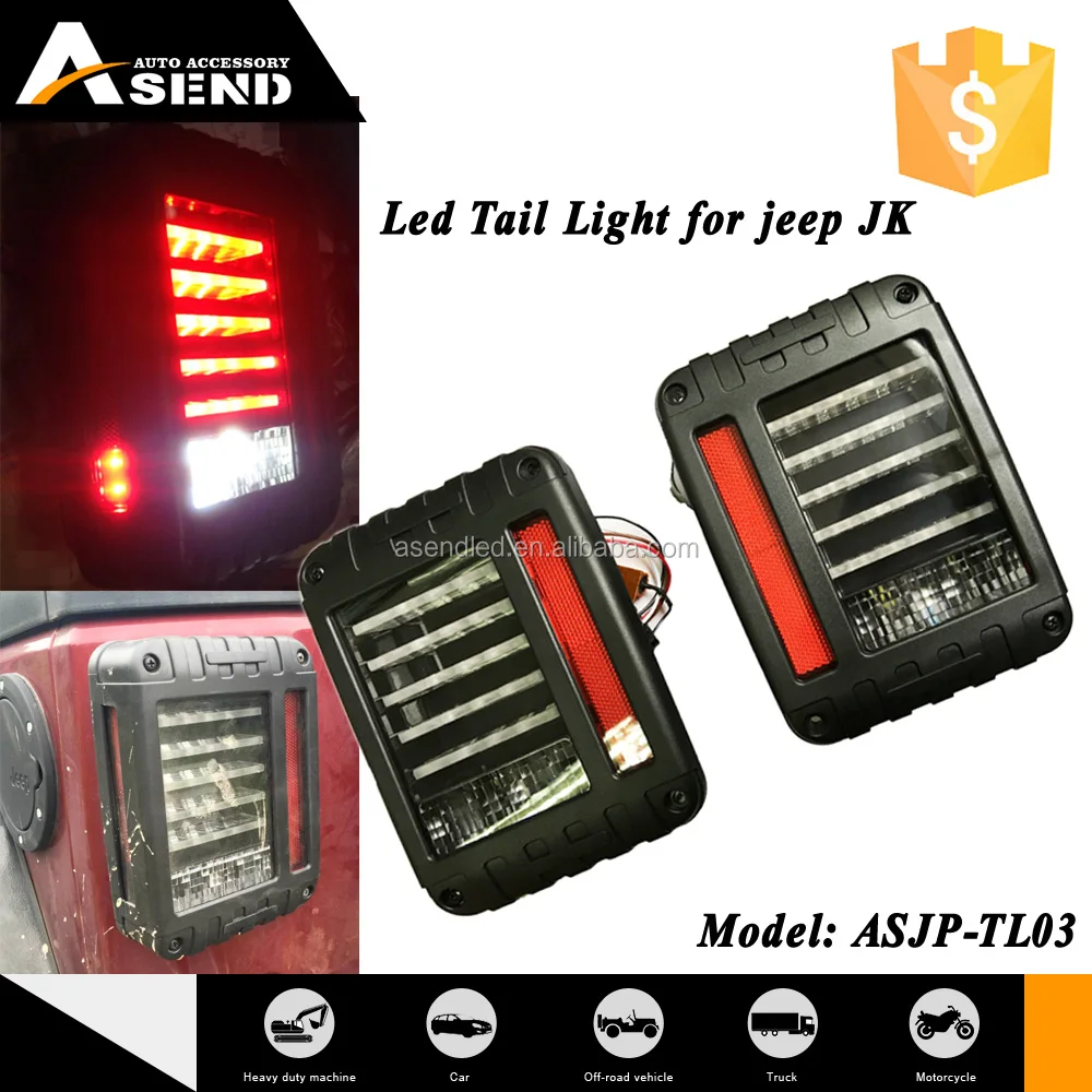 Wholesale For 07-15 Jeep Wrangler Red LED Tail Lights Rear Brake Lamps