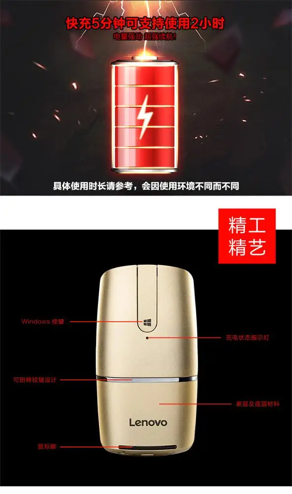 Original Lenovo YOGA Gaming mouse USB wired Optical Pen Mouse with Programmable Gaming Buttons