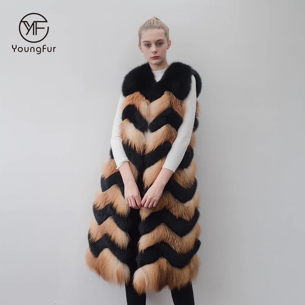 OEM Service winter long women warm red fox fur vest