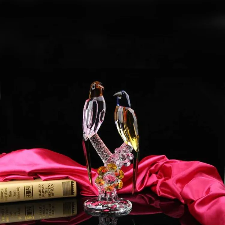 Wholesale Unique Handmade Crystal Glass Animal Model Magpie figurine for Wedding Christmas Gifts