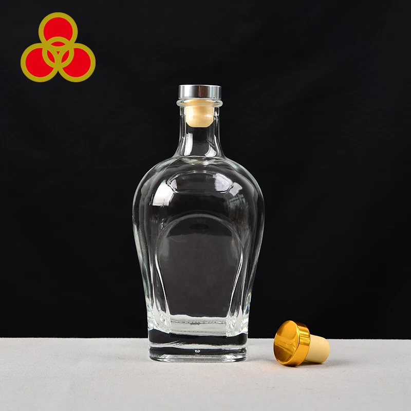 White spirit transparent round shape tequila glass bottles