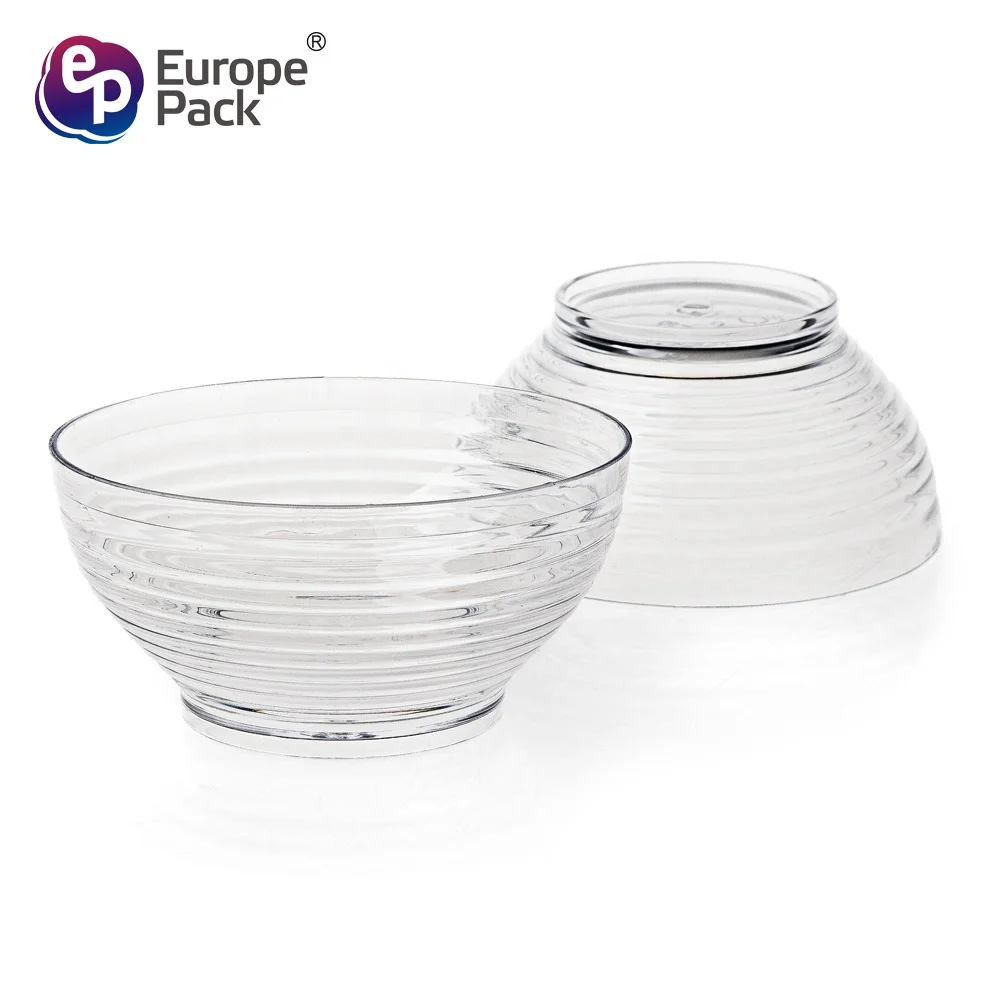 Latest design high quality disposable plastic round clear Stripe bowl for dessert