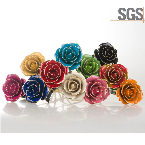 Wholesale Real Natural Preserved Rose Gold Flower Dipped in Real 24k Gold Rose Gifts Preserved rose with stem