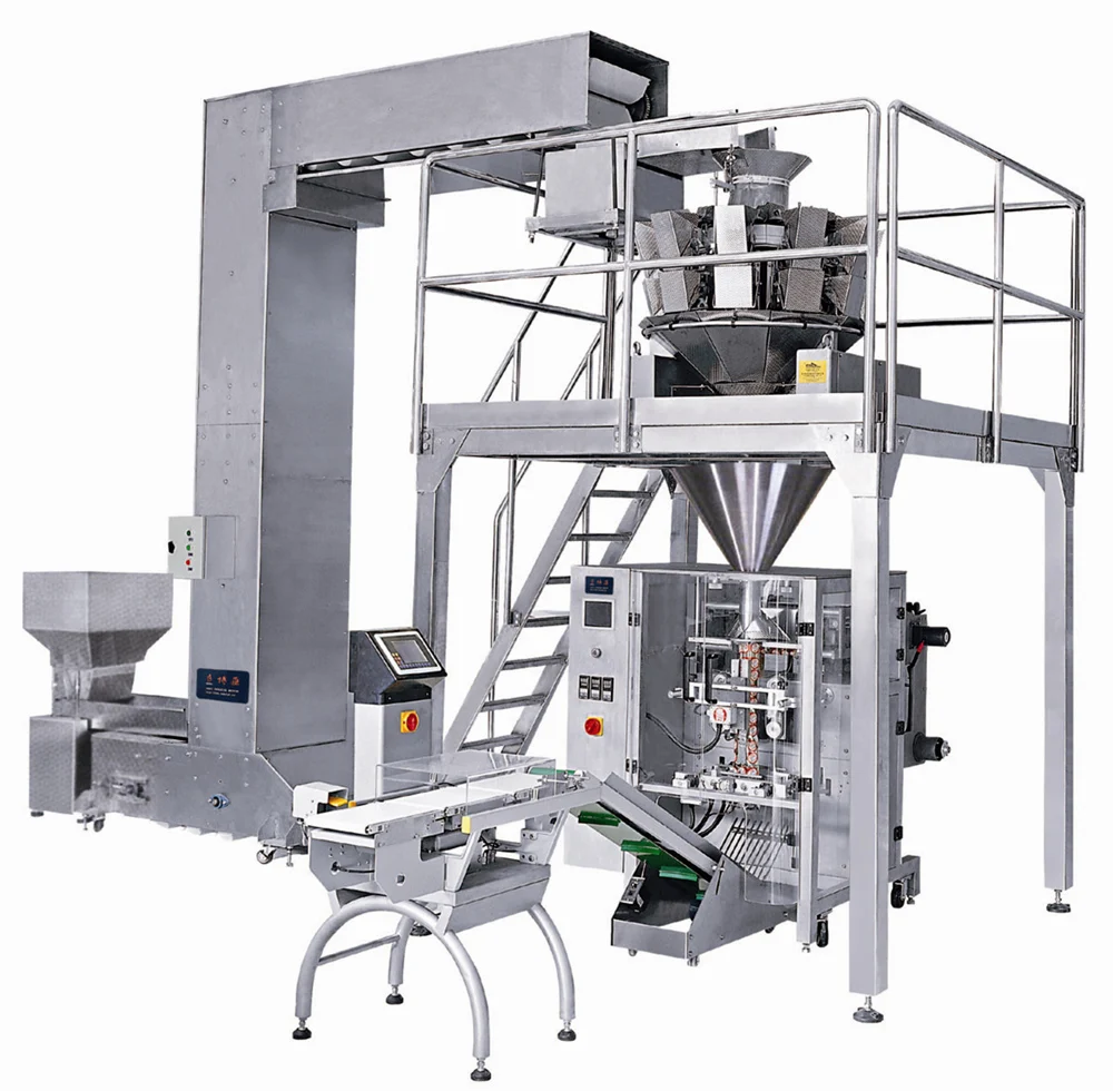 Vertical tube fiilm automatic vertical form fill sealing machine with weigh heads multihead weigher