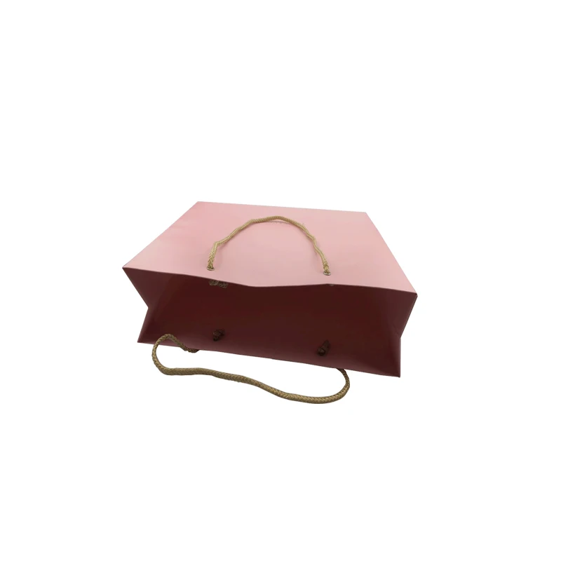 
China Manufacture Pink Color Recycled Gift Paper Bag with Lid 