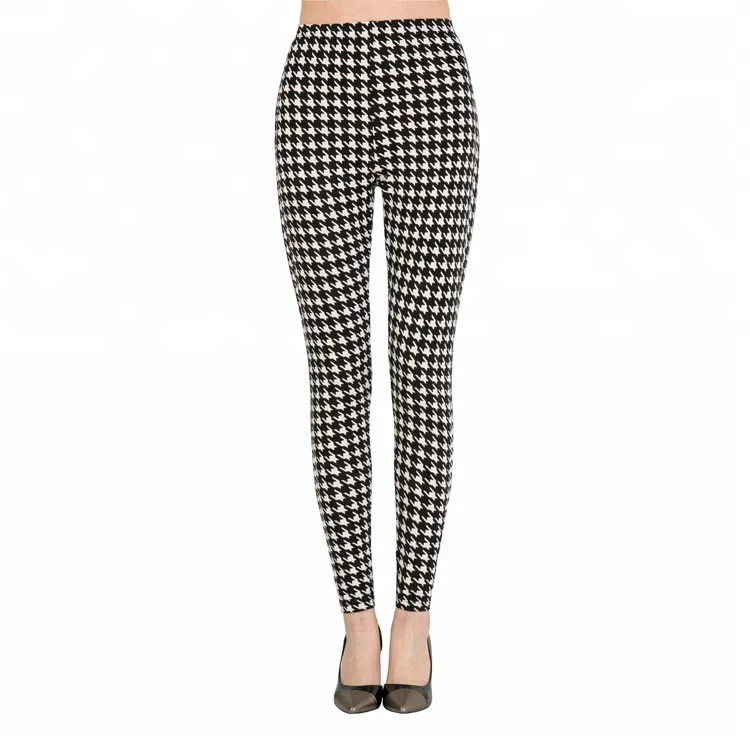 Factory Top saling female slim bodybuilding long tight houndstooth milk silk polyester loose soft leggings
