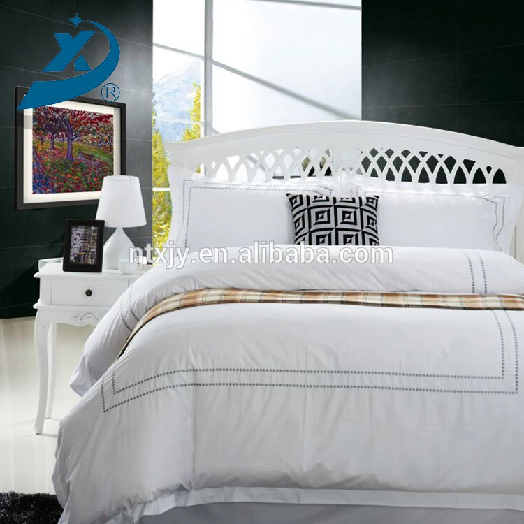
Hot Selling White Satin Quality Jacquard Linen Fabric Bed Sheet for Hotel, Hotel White Bed Sheet 