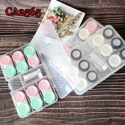 contact lens case 6 pcs macaron 2 colors cap with window small dualbox with pp saving box