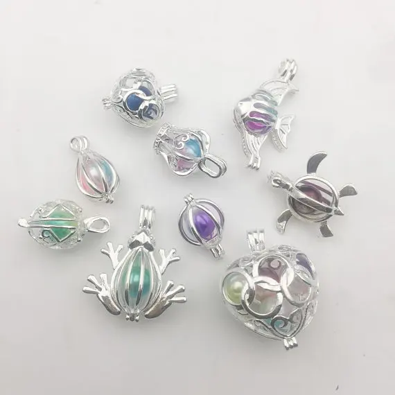 Pearl Cage Pendant 925 Sterling Silver Cage Necklace For Pearl