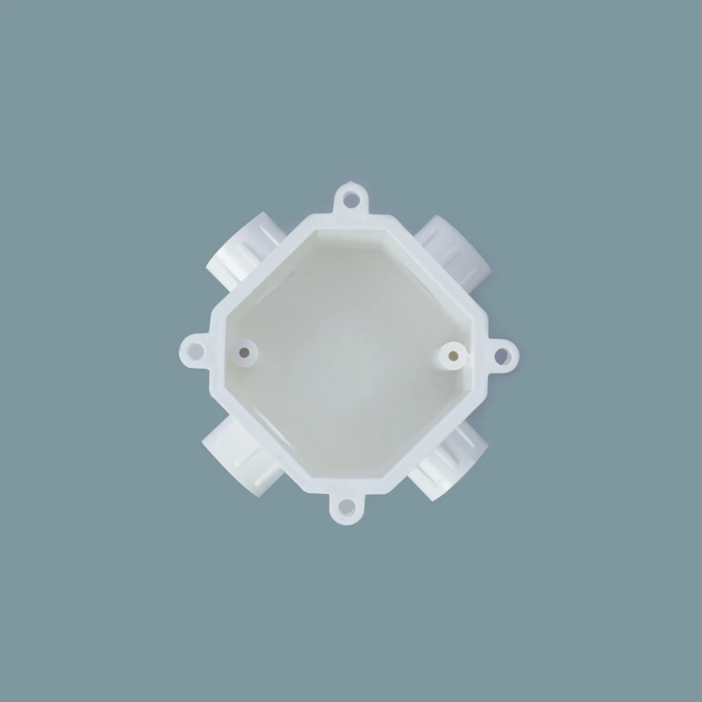 High Quality CPVC Four Way Deep Round Junction Box for electrical conduits