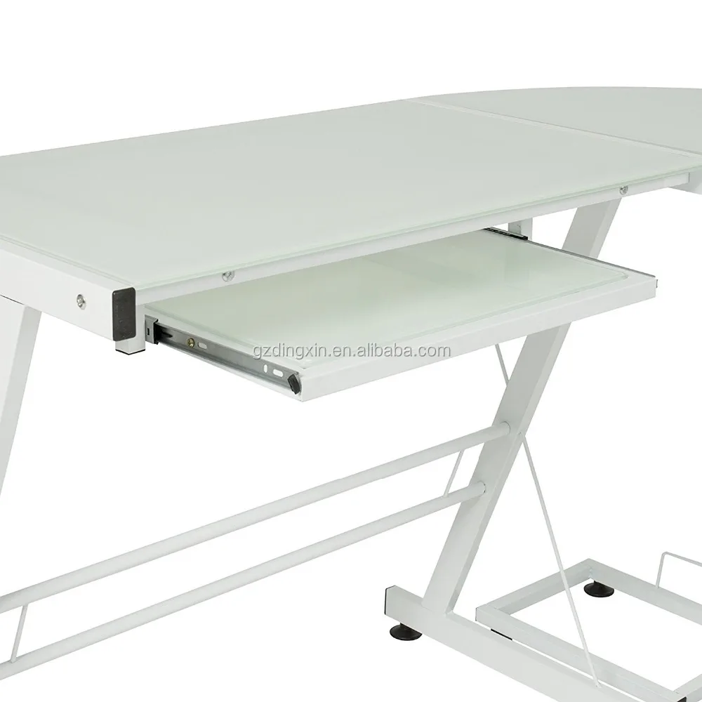 Cheap office table executive ceo desk office desk /Glass Laptop Table Workstation Corner Home Office White(DX-402)