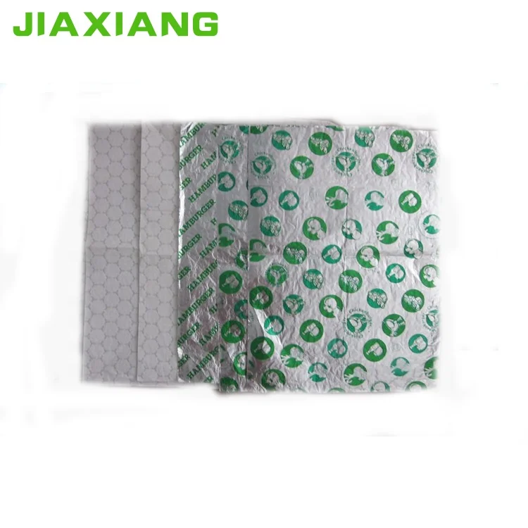 
backed aluminium foil burger wrapping paper with honey comb printing 