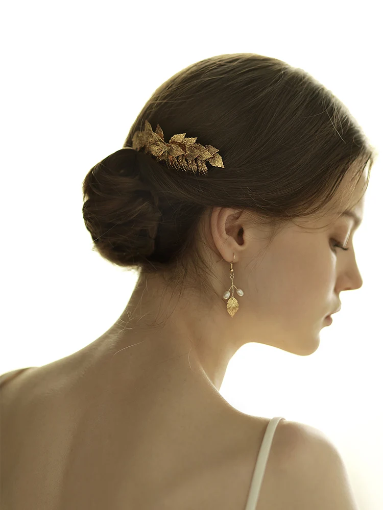 O831 Exquisite Wedding Bridal Hair Comb Copper Leaves Bridesmaid Handmade Headpiece Women Marriage Accessories