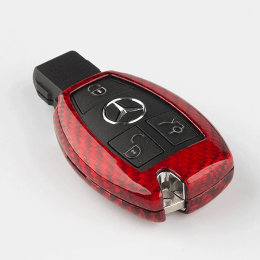 Luxury Carbon Fiber Car Auto Key Protective Hard Case Cover For Mercedes - Benz E Class