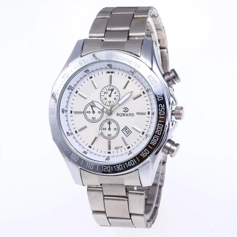 RINNADY Top Selling Silver Steel Blue Quartz Wrist Fashion Man Watch Original MW-187