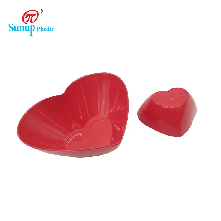 Eco Friendly Snack Candy Bowl Red Heart Shape Plastic Bowl