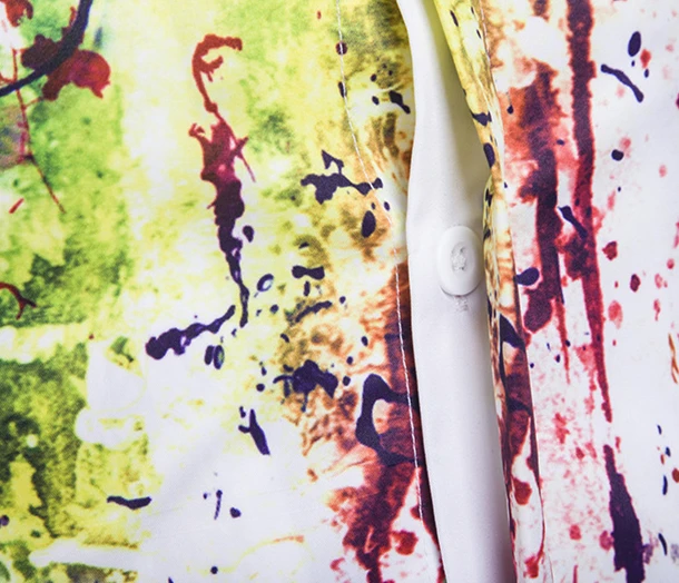 A3872 Male flowers splash ink paint long sleeve cotton polyester Korean white shirt