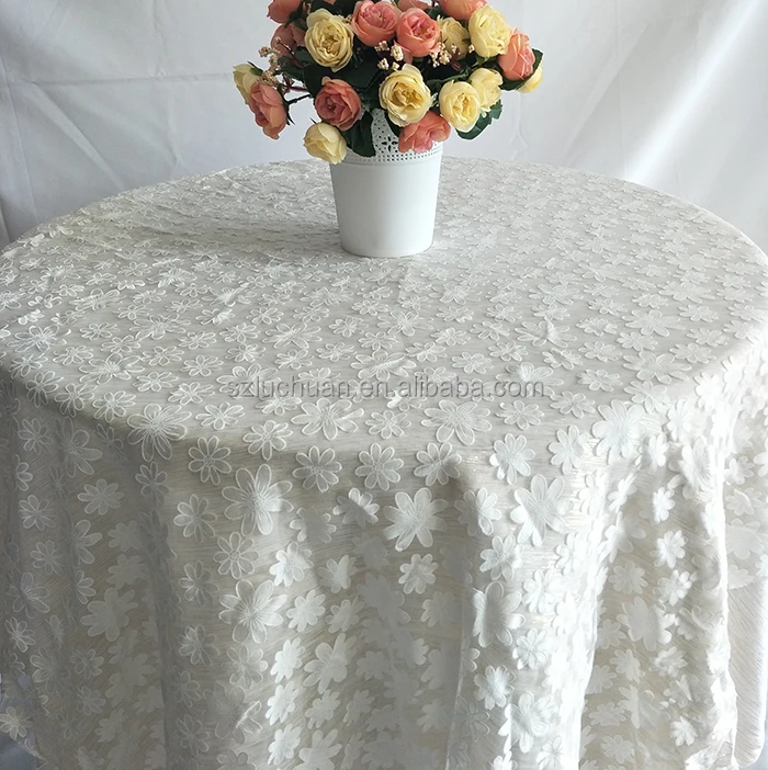 Elegant White Flower Pattern Design Wedding 120 Lace Tablecloth