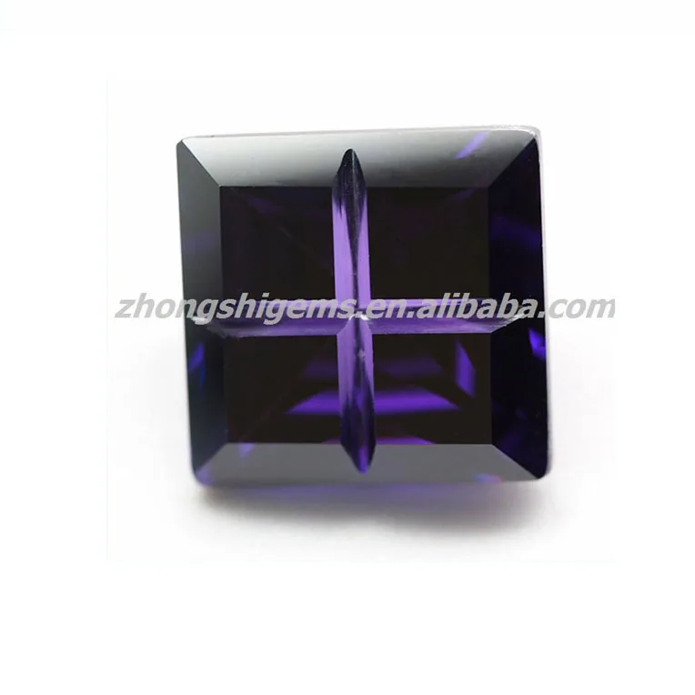 square shape artificial cz amethyst gemstone