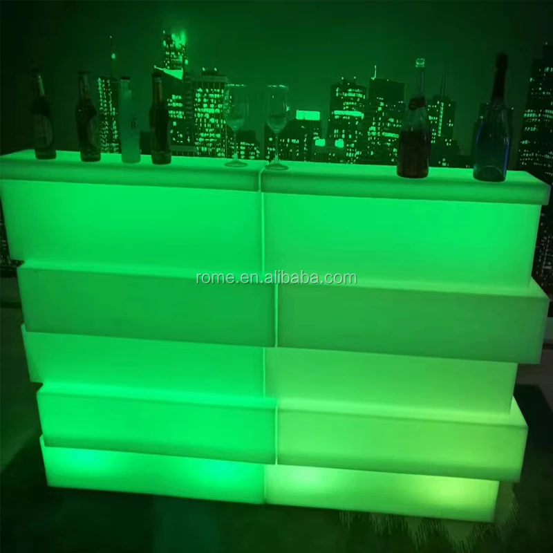 modern home unique designed block bar counter led glowing and illuminated lighting up