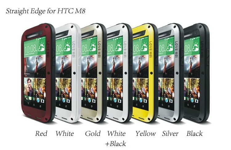 LOVE MEI Extreme Powerful Waterproof Dropproof Metal Case for HTC New One M8 with Gorilla Tempered