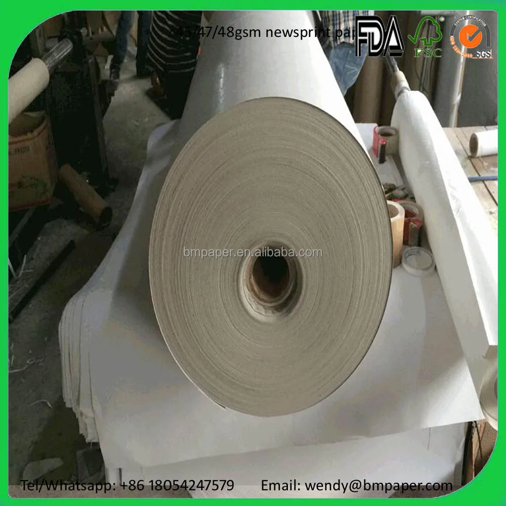 
48gsm 781mm newsprint paper reel / daily paper / newspaper jumbo roll 