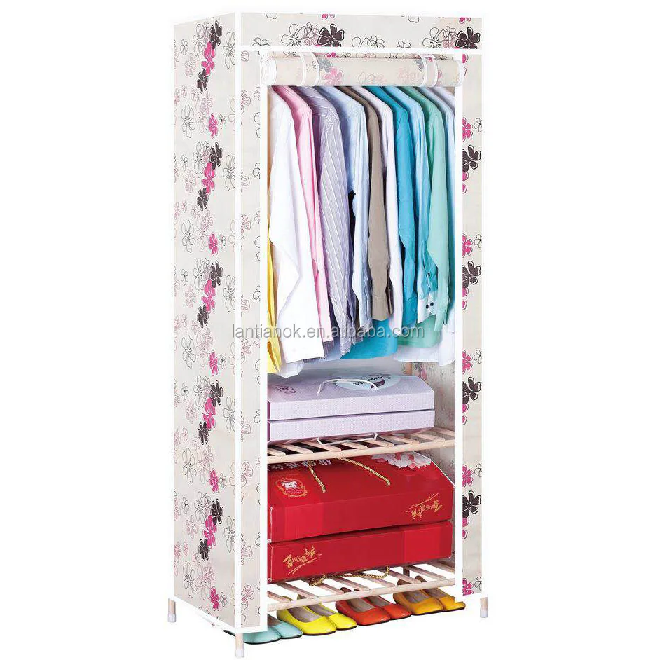 
DIY solid wood wardrobe easy assembly portable folding clothes storage wardrobe closet organizer 