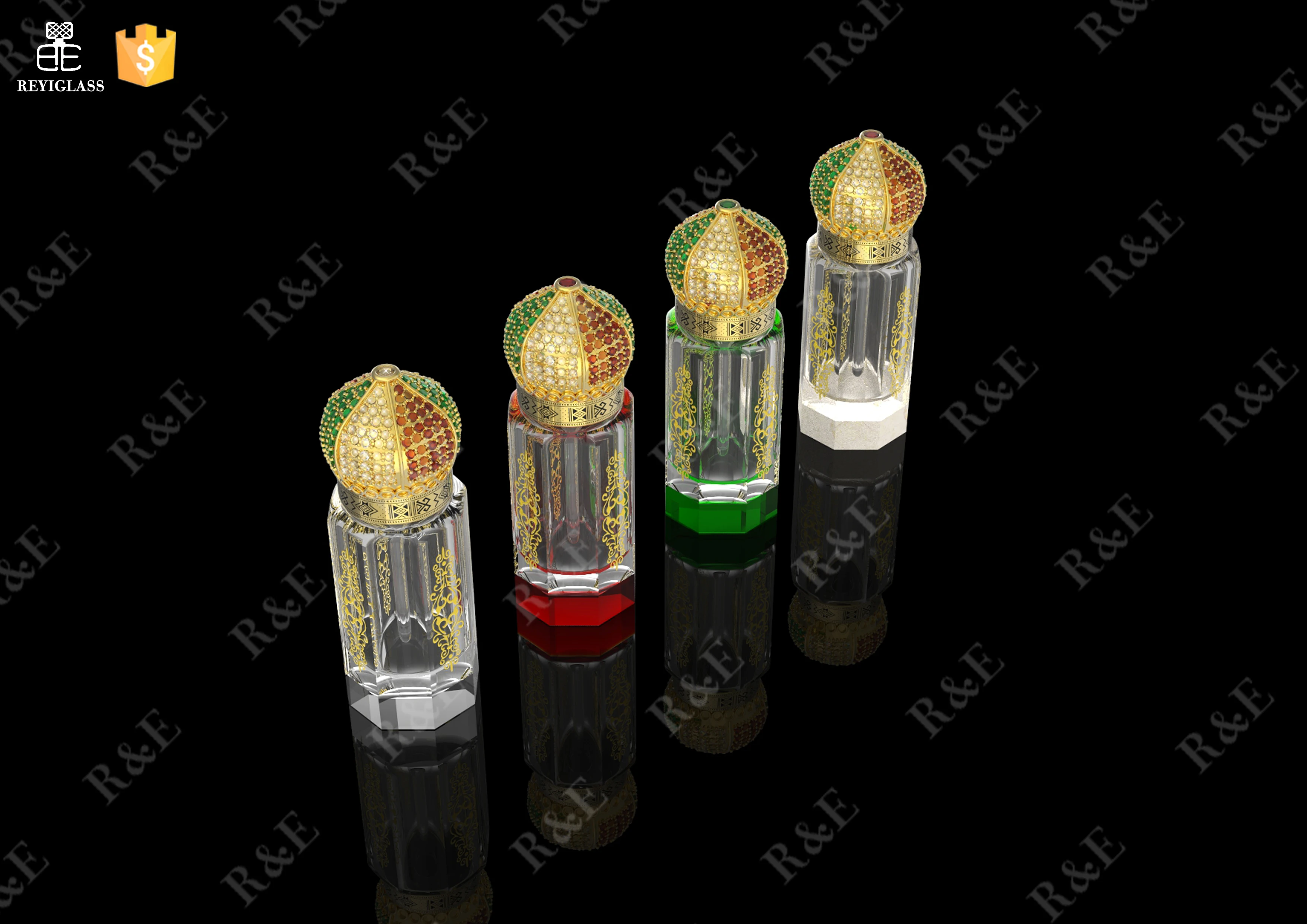 2021 Arabic glass attar bottles with handmade luxury jewelry caps