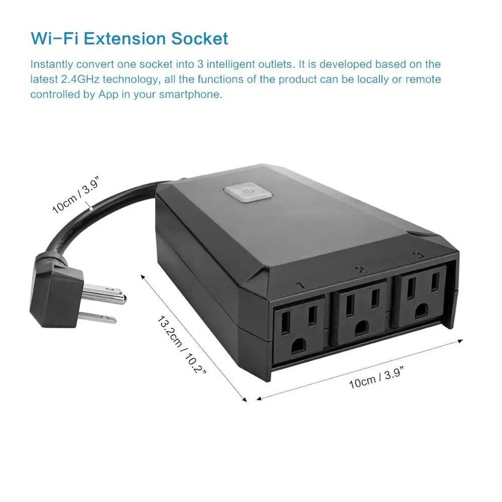 
waterproof WIFI outdoor smart socket Switch Smart Plug with 2 Sockets Compatible with Alexa, Google Home, No Hub Required 
