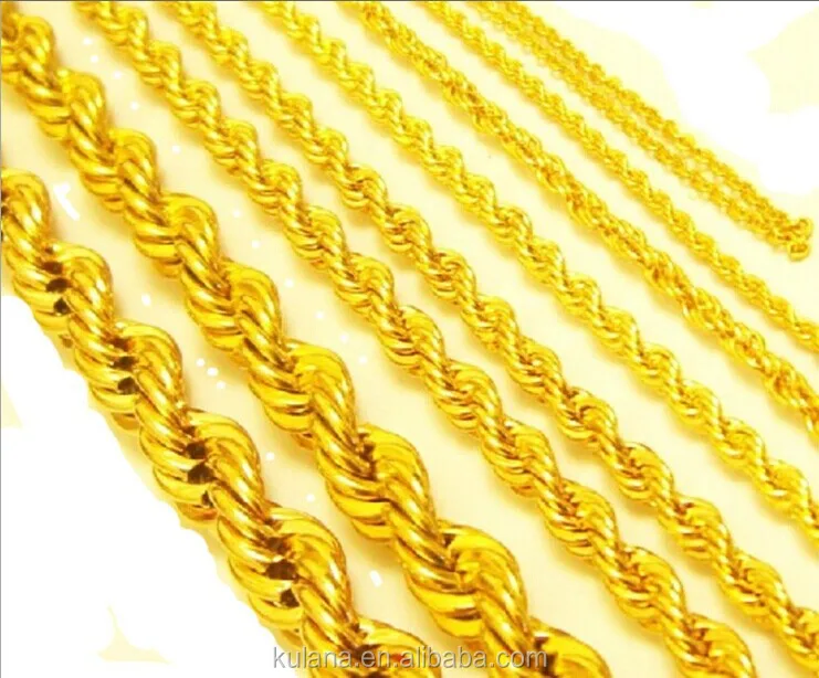Stainless Steel Material Wholesale 18K Gold plated Twisted Necklace Chain Sell By Meter,Jewelry Making Gold Chain