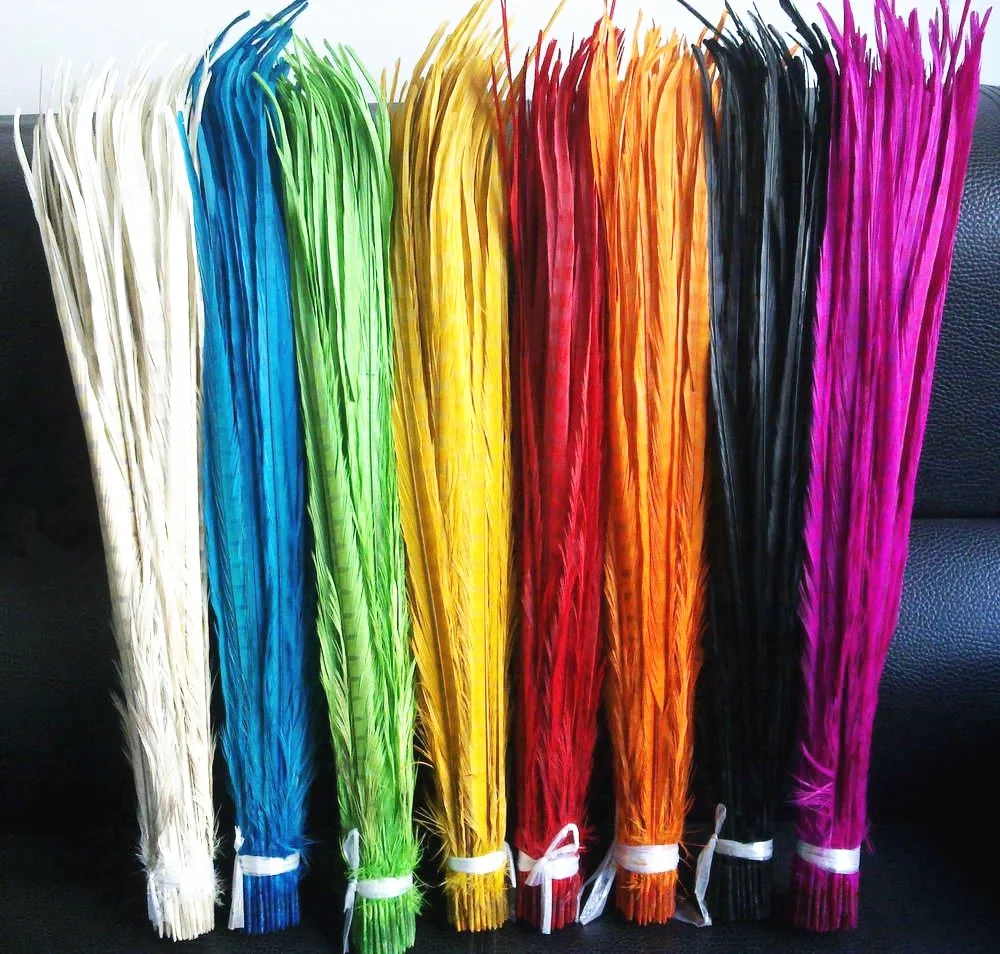 Отбеленное/окрашенное перо фазана, 22-24 дюйма (55-60 см)