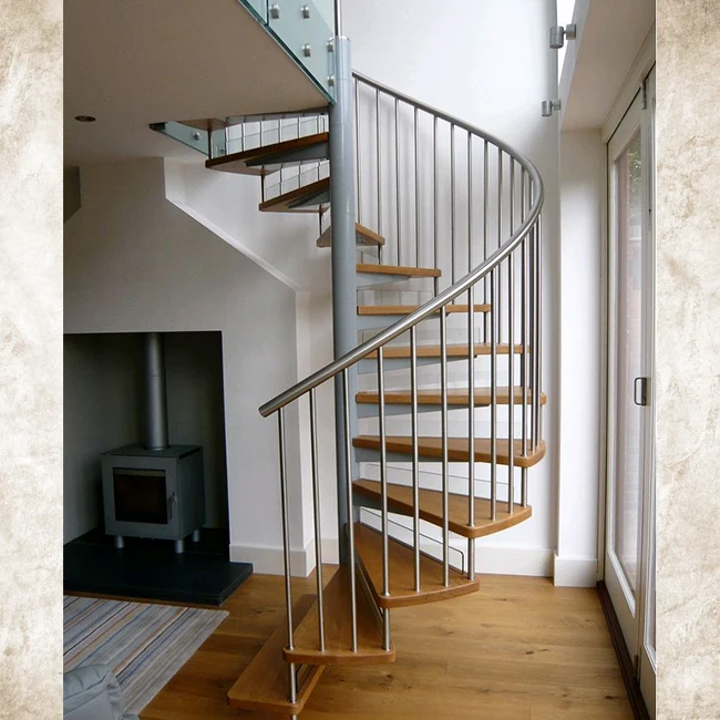 Step ladder tread wooden indoor spiral staircase