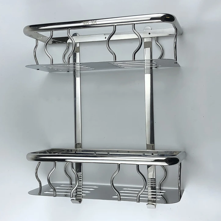 
Double 304 combined basket stainless steel bathroom storage shelf 