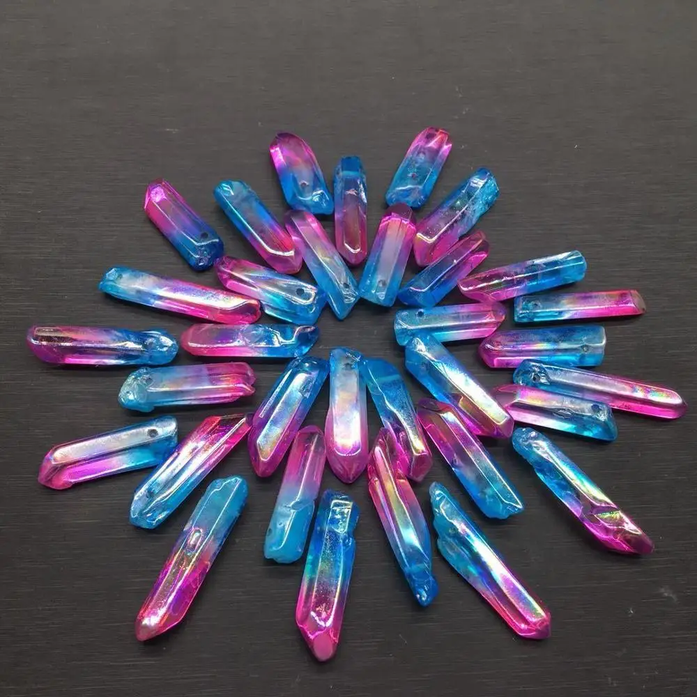 Natural High Quality Angel Aura Crystal Wand Blue Pink crystal points