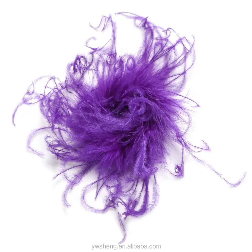 Wholesale Curly Ostrich Feather Puff Artificial Dress Up Hair Bow Clip for Accessories