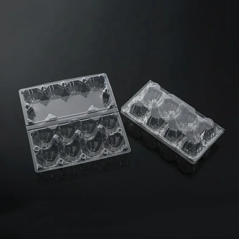 Custom 8 Eggs Disposable Plastic Tray Clear Blister Clamshell Box For Egg Packaging