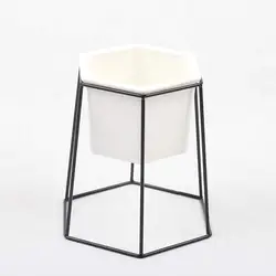 OEM 551-17 Modern Design Gold Hexagon Planter Flower Pot Holder Metal Iron Rack for Succulents Herbs Cactus Plants