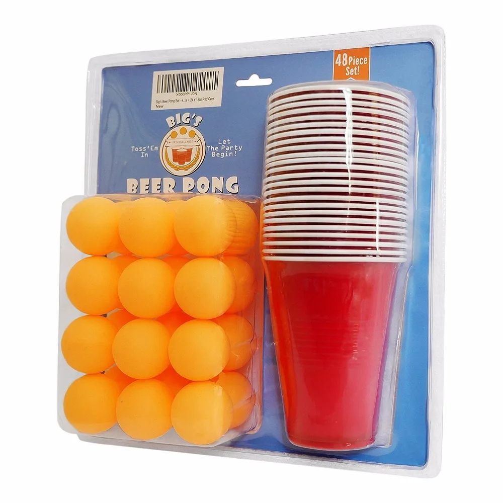 Beer-pong game set with 24 pieces cups and 24 pieces balls