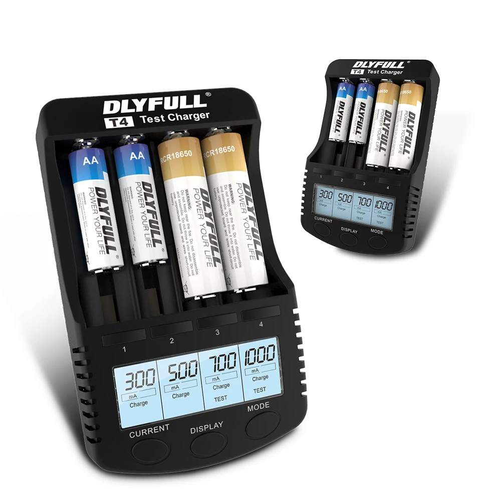 Dlyfull 4 slots Universal  lithium battery charger NiMH NiCd rechargeable battery charger with Capacity Test Function