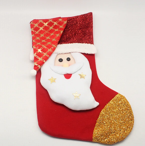 Felt Plush Red Yellow Blue Artificial Customized Christmas Stocking Decoration