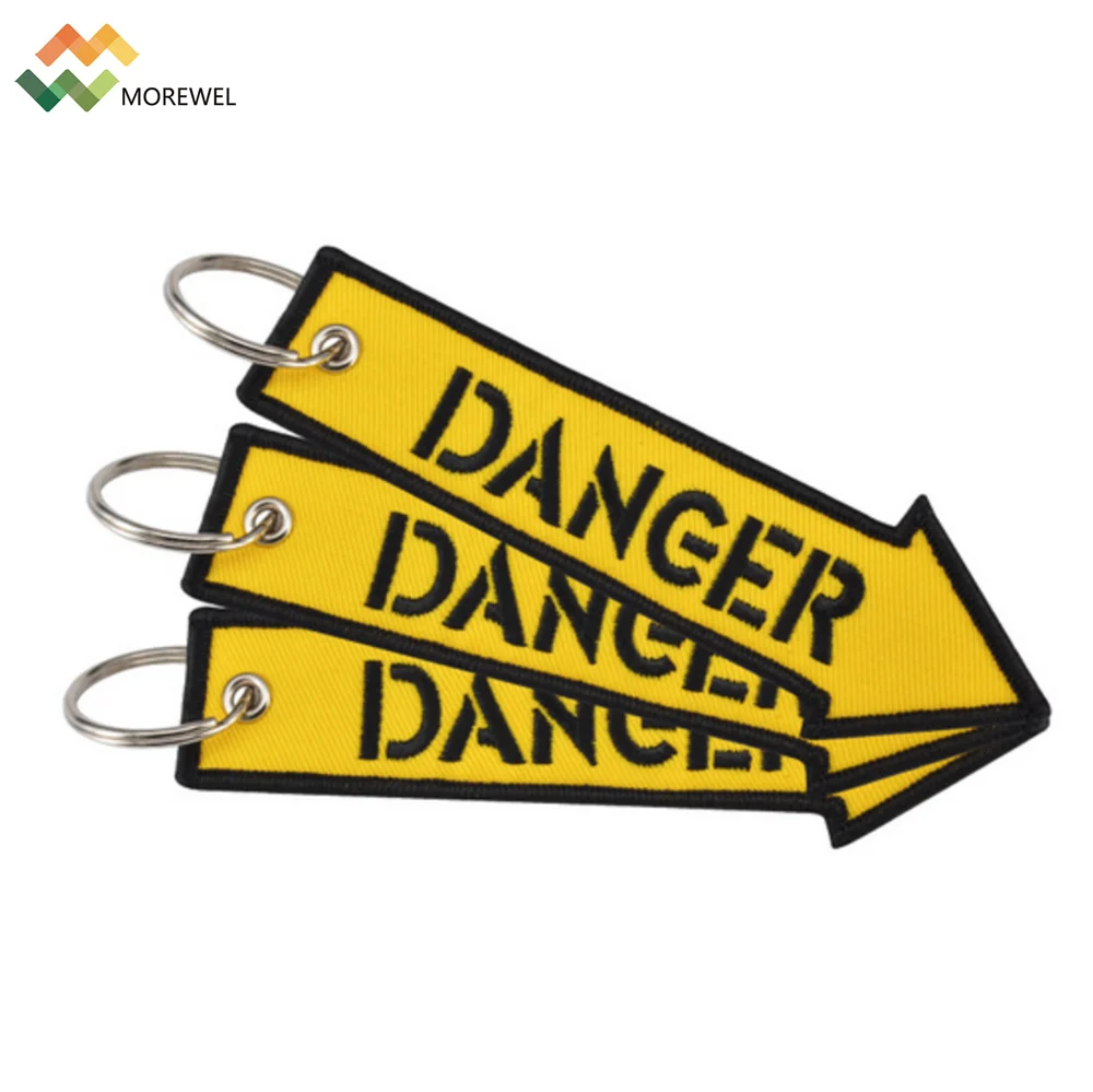 Embroidered KeyChain DANGER Fashion Embroidery Key Chain for Motorcycles