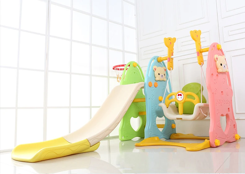 Цветная мини детская игровая площадка, пластиковая горка и качели, детская игровая площадка, детская горка