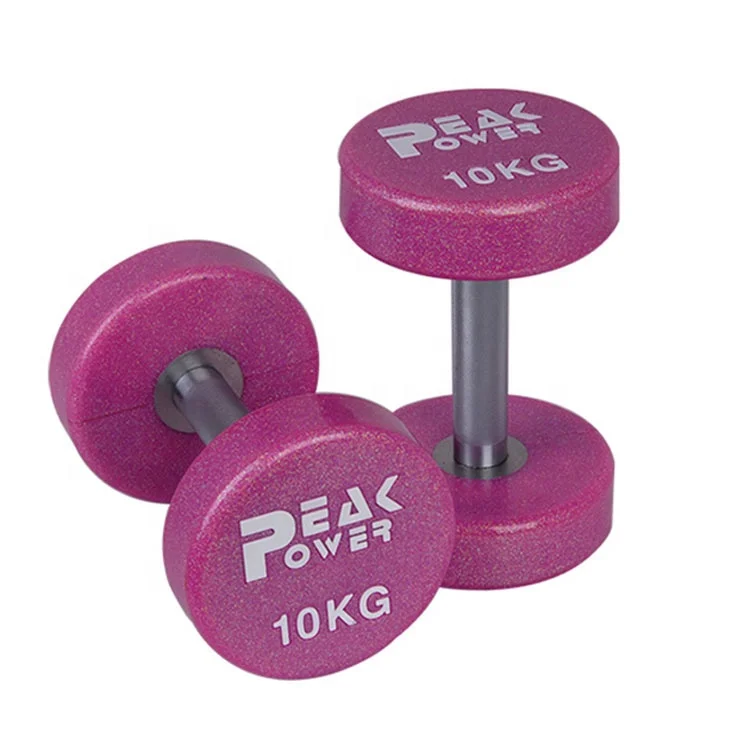 PeakPower High Quality  Hot Sale Colorful Shining Custom Logo PU Glittering Urethane Dumbbell