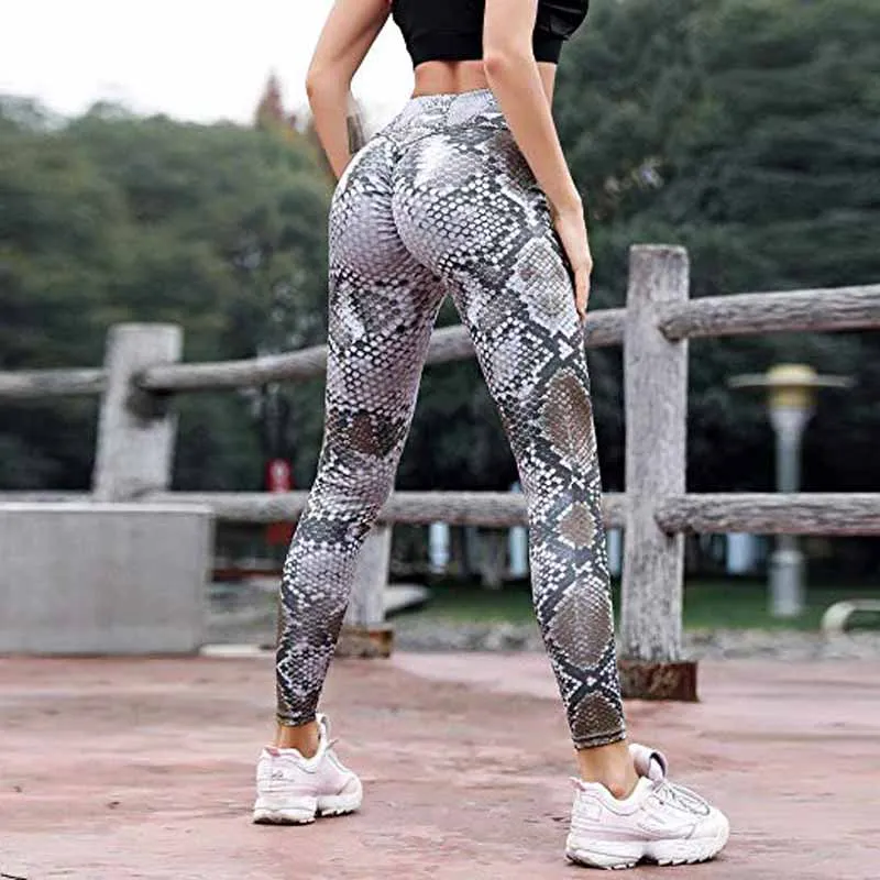 2019 Serpentine High Waist Leggings Serpentine Women Yoga Pants Mesh Leather Leggins