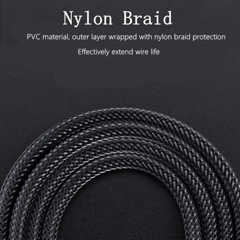 0.5m/1m/1.5m/2m Nylon Woven Braid PVC AUX Audio Line Car Line 3.5mm Metal Head Line Cable