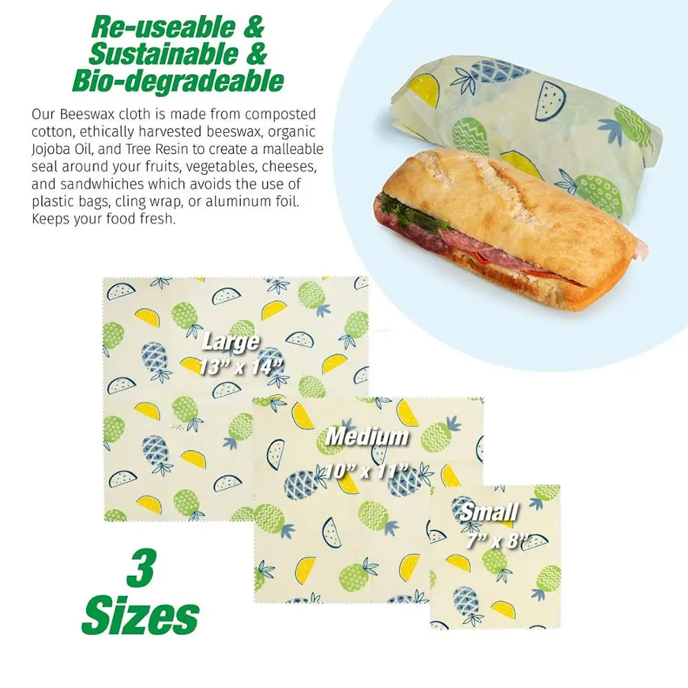 
Beeswax Wraps Roll Eco Friendly Set Food Wrap All Organic Materials 