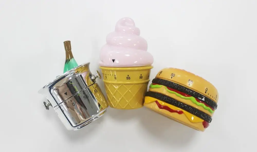 Creative Twist 60 Minutes/Novelty Small Mechanical Counting Down Style Food Cooking Kitchen Timer-Ice bucket,Ice cream,hamburger